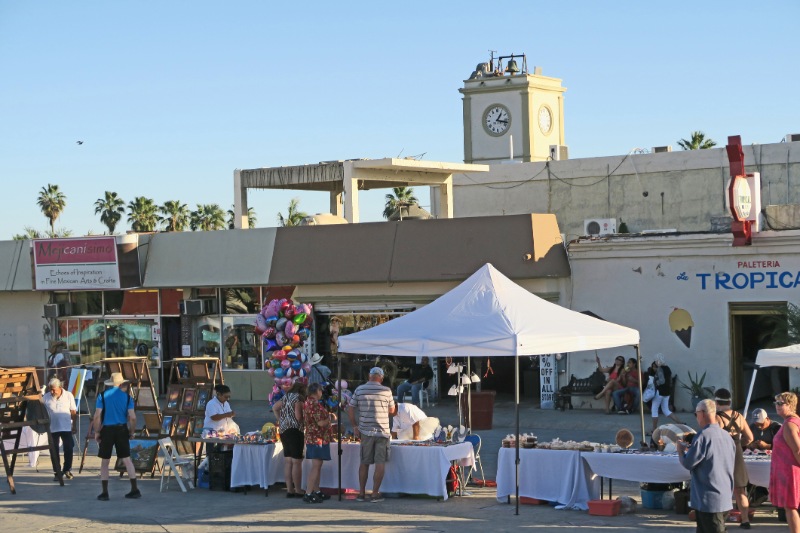 The town square and art displays